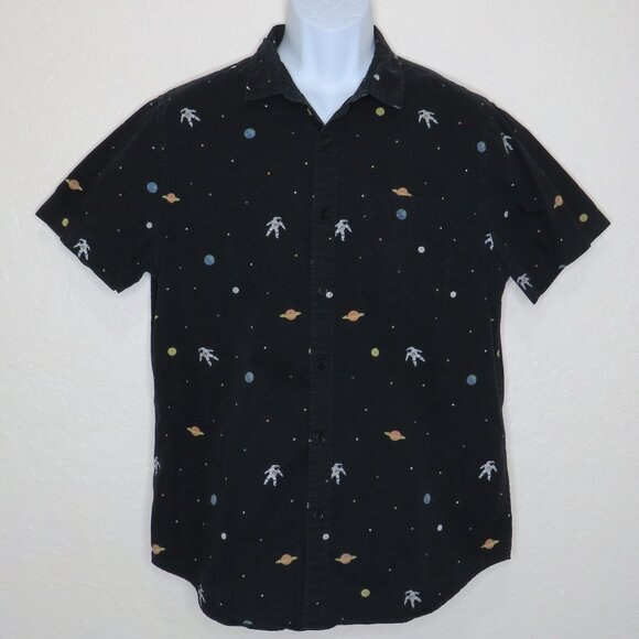 Forever 21* Men's Short Sleeve Button Down Curved Hem Chest Pocket Shirt~ Large - Picture 1 of 12